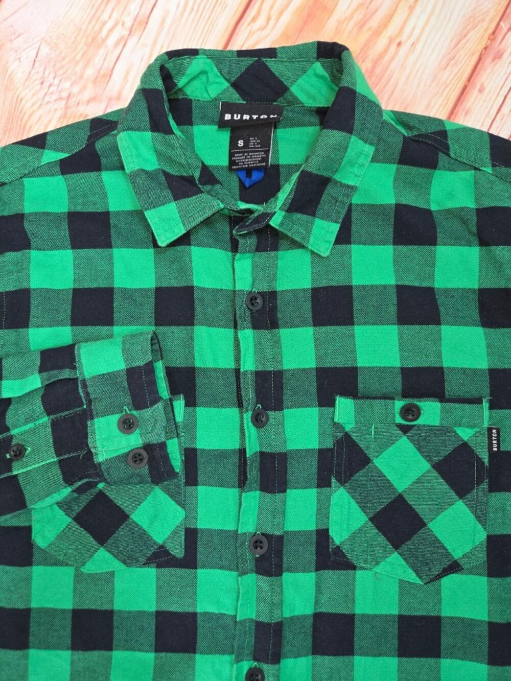 Burton Mens Green Plaid Long Sleeve Shirt Small